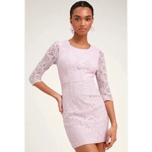 NWT Lulus Lavender Lace Dress Women's‎ Medium 3/4 Sleeve Cocktail Party
